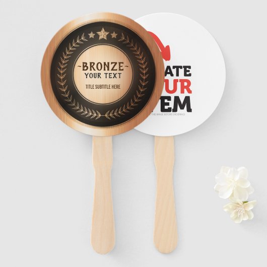 プリントカスタムDIY MEDALブロンズロゴ編集を追加 ハンドファン (正面&裏面)