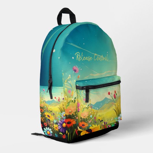 プリントカットソーバッグとカラフル草原 プリントバックパック (裏面左端)