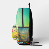 プリントカットソーバッグとカラフル草原 プリントバックパック (右)