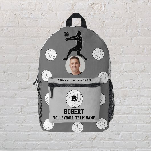 プリントカットソーバッグバレーボールグレー プリントバックパック