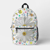 プリントカットソーバッグフローラホワイトデイジー プリントバックパック (正面)