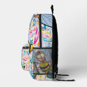 プリントカットソーバッグフローラ絵画（昆虫）マルハナバチ プリントバックパック (右)