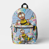 プリントカットソーバッグフローラ絵画（昆虫）マルハナバチ プリントバックパック (正面)