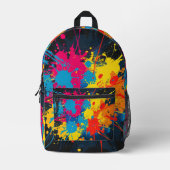 プリントカットソー絵を描（ばちゃばちゃ）跳ねるリュック プリントバックパック (正面)