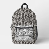 プリントカットソーBackpack – カスタマイズされたB/Wパターン プリントバックパック (正面)