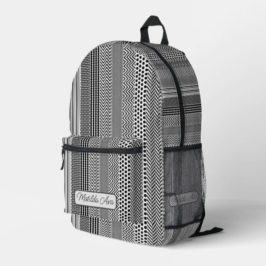 プリントカットソーBackpack – パーソナライズB/W パターン（の模様が）ある プリントバックパック (裏面右端)