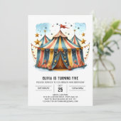 プリントカラフル可能ジョイサーカス誕生日 招待状 (スタンド正面)