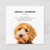 プリントキュートプードルドッグパターングルーミング スクエア名刺 (裏面)