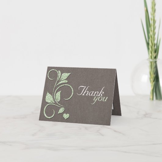 プリントグリーン グリッター ラスティック サンクス カード (正面)