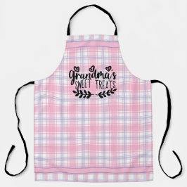プリントシンプルおばあちゃんの格子柄の全面エプロン エプロン