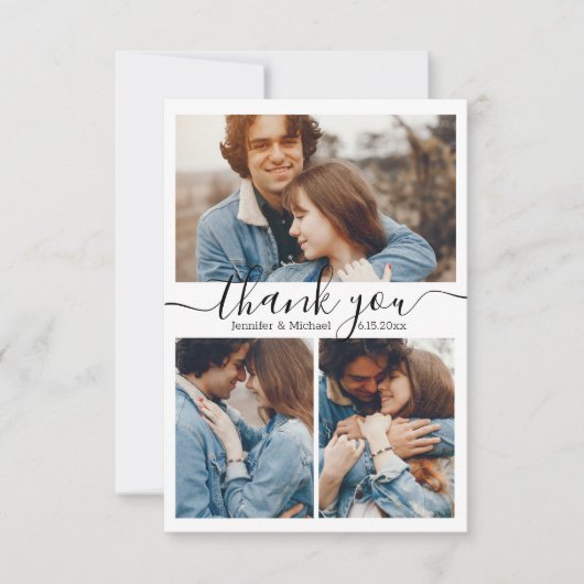 プリントデジ感謝していタルユー4枚の写真コラージ結婚ズ カード (正面)