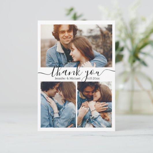 プリントデジ感謝していタルユー4枚の写真コラージ結婚ズ カード (スタンド正面)