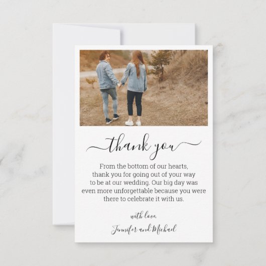 プリントデジ感謝していタルユー4枚の写真コラージ結婚ズ カード (裏面)