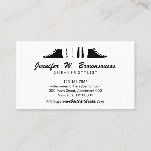 プリントデマンドホワイトスポーツジムシューズ 名刺 (裏面)