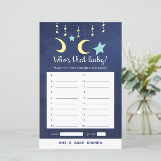 プリントトゥインクルトゥインクルムーンスターベビーシャワーゲーム (スタンド正面)