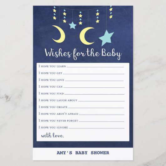 プリントトゥインクルトゥインクルムーンスターベビーシャワーゲーム (正面)