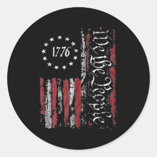 プリントバックアメリカ国旗Patriotic 1776我々 ラウンドシール