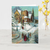 プリントビクトリアン教会クリスマスカード カード (黄色い花)