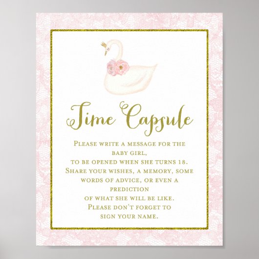 プリントピンクスワン赤ちゃんシャワーゲームポスター ポスター (正面)