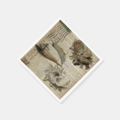 プリントフランスのビーチコンチシェル沿岸シック スタンダードカクテルナプキン (角)