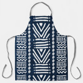 プリントブルーデニムアフリカンボゴランデザインエプロン エプロン (正面)