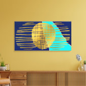 プリントブルー金ゴールド抽象芸術コラージストレッチキャンバス キャンバスプリント (インサイチュ (リビング))