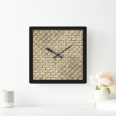 プリントベージュれんが壁デザイン スクエア壁時計 (ホーム)