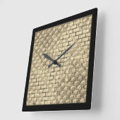 プリントベージュれんが壁デザイン スクエア壁時計 (傾斜)