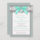 プリントボウグレイフローラレースベビーシャワー招待状 招待状 (正面/裏面)