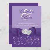 プリントボウパープルホワイトフローラ結婚式招待状 招待状 (正面/裏面)