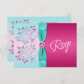 プリントボウピンク、アクアフローラ返信カード 出欠カード (正面/裏面)