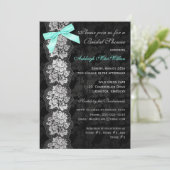 プリントボウブラックフローラレースブライダルシャワー招待状 招待状 (スタンド正面)