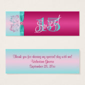 プリントボウ熱ピンクアクアフローラメッセージカード (正面&裏面)