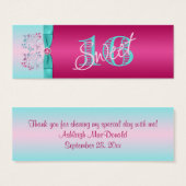 プリントボウ熱ピンクアクアフローラメッセージカード (正面&裏面)