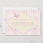 プリントボウ/リボンピンク水玉模様赤ちゃんシャワー 招待状 (裏面)