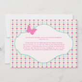 プリントボウ/リボンホットピンク水玉模様ベビーシャワー 招待状 (裏面)