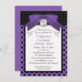 プリントボーパープルファーストホリー確認招待状 招待状 (正面/裏面)