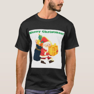プリントメリークリスマスウィッシュマジックTシャツ黒 Tシャツ