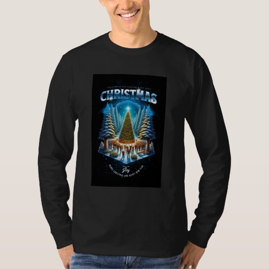 プリントメンズのクリスマス スペシャル ブラックTシャツ| Tシャツ (正面)
