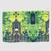 プリントモダン回路基板デザインの名前の追加オタク系の ゴルフタオル (横)