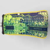 プリントモダン回路基板デザインの名前の追加オタク系の ゴルフヘッドカバー (正面)