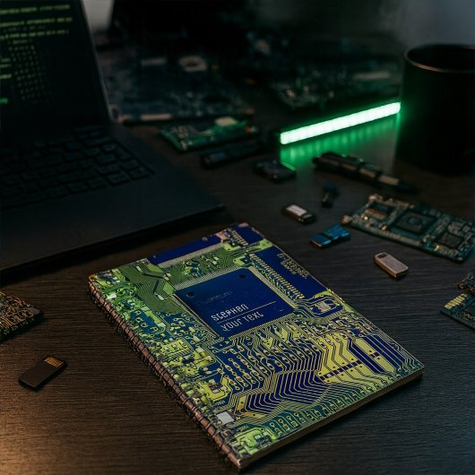 プリントモダン回路基板デザインの名前の追加オタク系の ノートブック