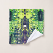 プリントモダン回路基板デザインの名前の追加オタク系の バスタオルセット (ウォッシュタオル)