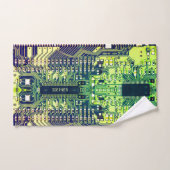 プリントモダン回路基板デザインの名前の追加オタク系の バスタオルセット (ハンドタオル)