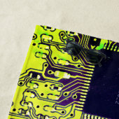 プリントモダン回路基板デザインの名前の追加オタク系の ビーチタオル (インサイチュ)