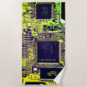 プリントモダン回路基板デザインの名前の追加オタク系の ビーチタオル (正面)