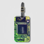 プリントモダン回路基板デザインの名前の追加オタク系の ラゲッジタグ (正面縦)