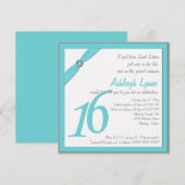 プリントリボンアクア、グレースイート16招待状 招待状 (正面/裏面)