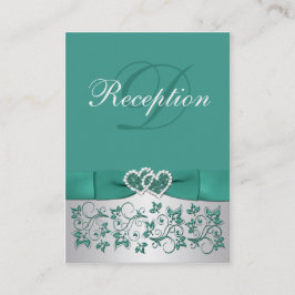 プリントリボンティール（緑がかった色）、銀フローラエンクロージャカード エンクロージャーカード