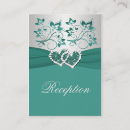 プリントリボンティール（緑がかった色）、銀フローラエンクロージャカード エンクロージャーカード